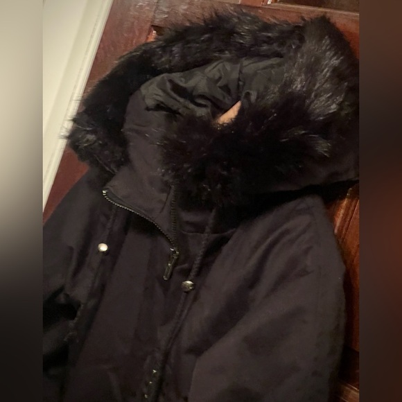 Black hooded insulated canvas jacket parka size S - Picture 8 of 12